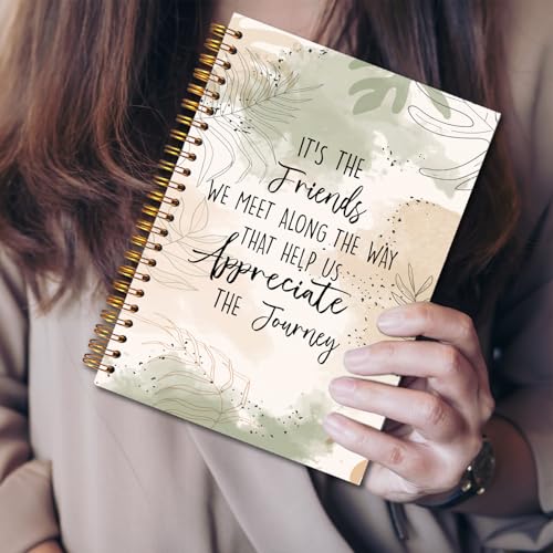 JINYO Boho Friend Gifts Notebook, Gifts for Best Friend Journal, Friendship Gift Journal, It's the Friends We Meet Along the Way That Help Us Appreciate the Journey Spiral Notebooks 5.5x8.3 Inch - color: white Boho Friend Notebook