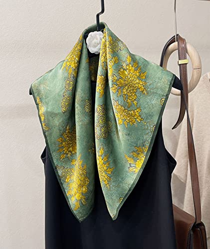 100% Mulberry Silk Scarf - 25.6" Square Neckerchief & Headscarf Gift Packed - color: Dark Green