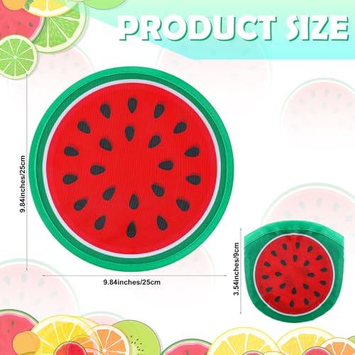 CroBlissful 6 Pcs Foldable Flying Fans 9.84'' Fruit Folding Fan Round