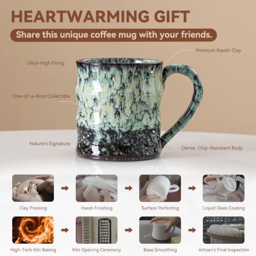 Celadon Rain Ceramic Mug, 15oz Reactive Glaze Mug, Housewarming Gift - color: 15oz - Celadon Rain · RENEW