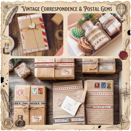 TaoBary 33 Rolls Washi Tape Set, 15mm Holiday Seasonal,Postal Style - style: Postal Style