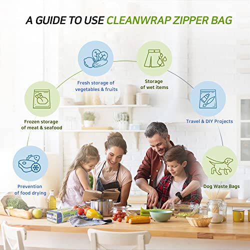 Cleanwrap Food Storage Zip Lock Bags LDPE, BPA FREE, M * 150Pcs & L * 75Pcs - size: 225 Counts (150 Medium)/(90 Large)