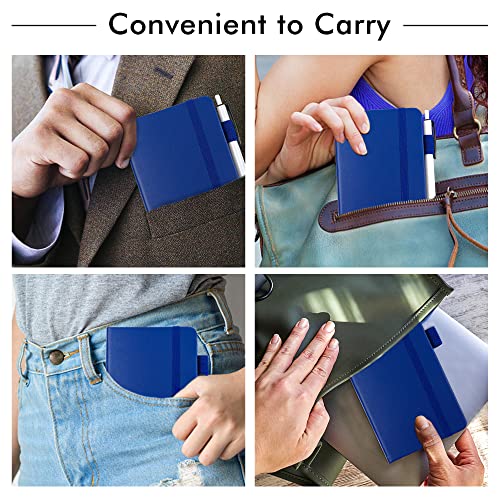 feela 6 Pack Pocket Mini Notebooks Bulk, Small Cute Memo Notepads Hardcover College Ruled Lined Journals with Pen Holder for School Business Work, with 6 Black Pens, 3.5”x 5.5”, A6, Navy - color: A6 6 Navy