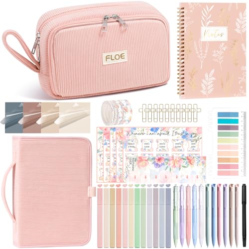 Bible Study Supplies Journaling Annotation Kit w/Bible Cover Case for Women - color: Pink