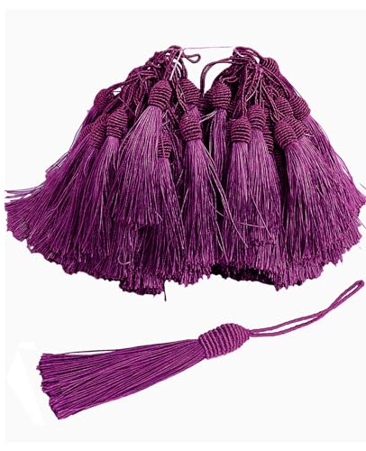 50 Pieces Tassel Bookmark with Loop,Tassels for Crafts,Decorative Tassel for Keychain Jewelry Making Curtain Blanket Graduation Decoration Wedding Favors (Purple) - color: Purple
