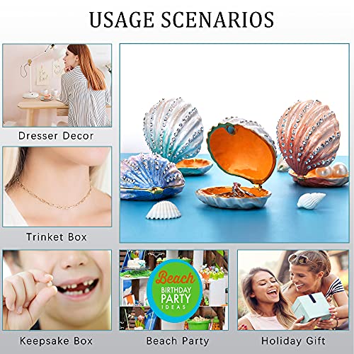YU FENG 2.3 Inch Seashell Trinket Box Hinged Jewelry Box Figurine - color: Shell-1