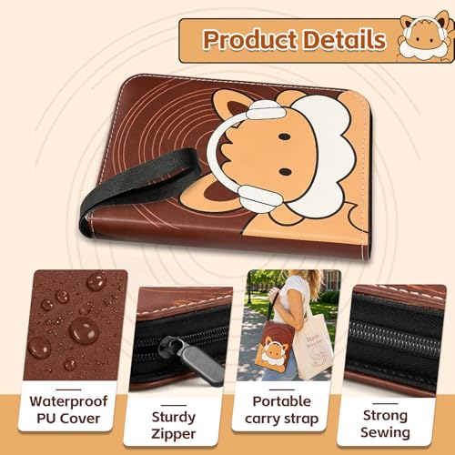 Cute 9 Pocket Trading Card Binder, 3-Ring Card Album - color: Brown, size: Large