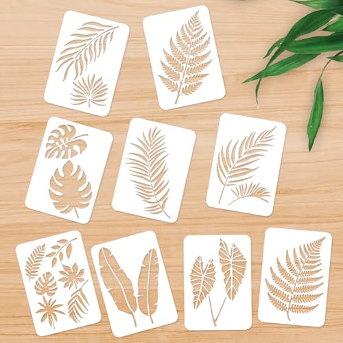9Pcs Tropical Leaves Stencils, Reusable Painting Templates - style: Tropical Leaves