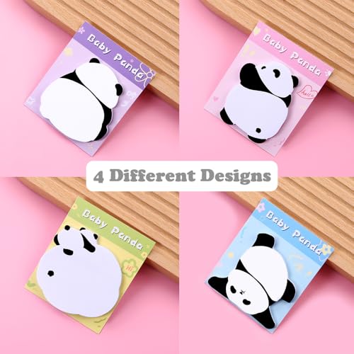 Cute Panda Shape Sticky Notes Set 240 Sheets 8 Pads Self Adhesive Removable Fun Sticky Note for Kids and Women