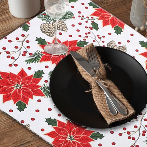 Urban Villa Two Tone Placemat Cotton Tablemat 14x20 (Set of 6) Pine Cone - color: Pinecone Print, size: 14" x 20"