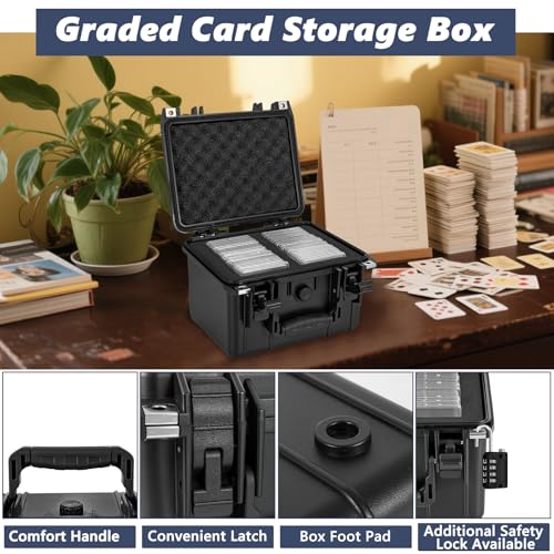 Graded Card Case - IP67 Waterproof Storage Box for Sports Trading Cards - size: M (holds 40+ Graded Cards--waterproof)