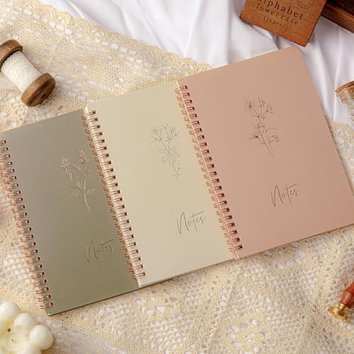 MGGAO 3 Pcs Spiral Notebooks For Women, Aesthetic College Ruled Journal - color: Pack 1