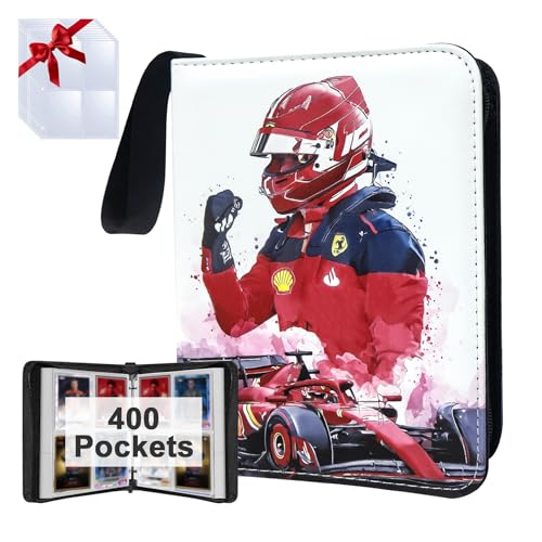 400 Pockets Racing Card Binder, Portable Waterproof PU Storage Album,BJ49 - color: Racing-400