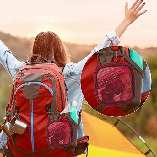 Weewooday 4Pcs Mesh Makeup Bag, Wine Red, Small, Classic - color: Wine Red, size: Small, style: Classic