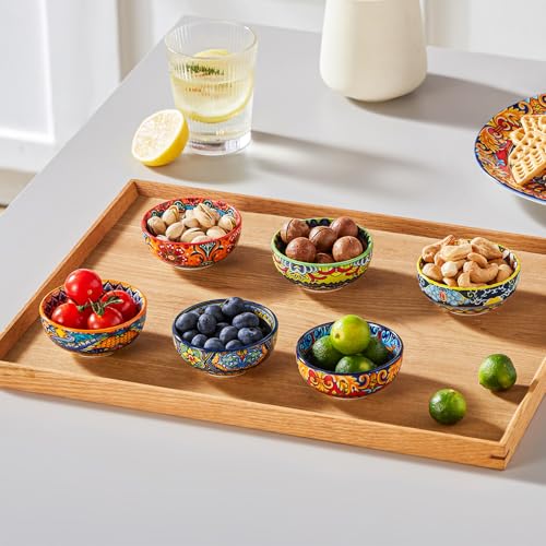 vancasso KRVI Ceramic Dipping Bowls Set of 6, 2.7 Oz Bohemian Sauce Bowls