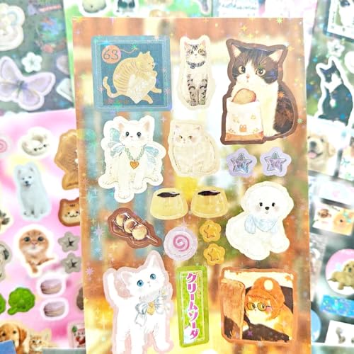 30 Sheets Japanese Sticker Book, 700+ Kawaii Scrapbook Stickers for Journaling, Pre-Cut Self-Adhesive Star-Shimmer Stickers for Junk Journal, Journaling, Planner(Film Pixel Dream) - color: Film Pixel Dream