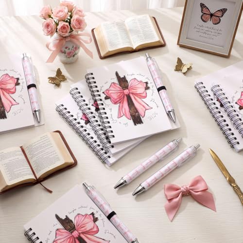 Resurhang 12 Sets Preppy Pink Bow Journal Pen Gifts for Teen Girls Women - style: Pink Bow Styles