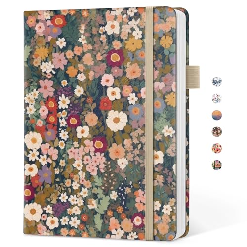 Taja Pretty Dotted Journal for Women, Aesthetic Hardcover Leather Journal - color: A-Garden, style: B-Dotted