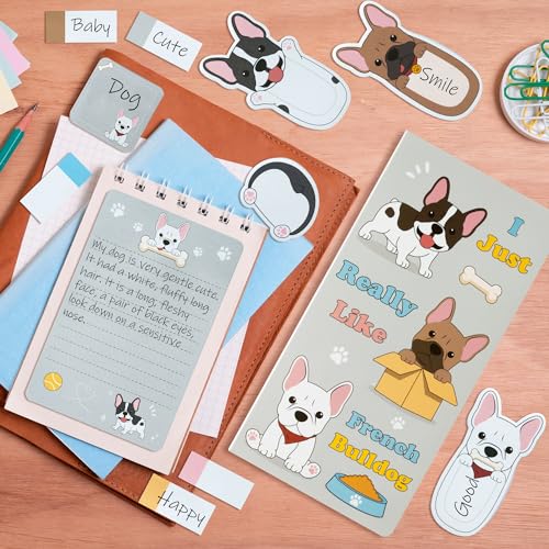 Xqumoi I Just Really Like French Bulldog Sticky Notes Set, 550 Sheets, Cartoon Bulldog Self-Stick Notes Pads Animal Divider Tabs Bundle Writing Memo Pads Page Marker Back to School Office Supplies - color: 1pack-bulldog