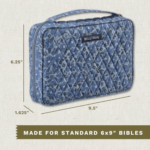 Bella Taylor Small Bible Cover, Quilted Bible Case, Navy Floral - color: Navy Floral, size: Small