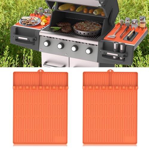 Silicone Grill Mat for Blackstone Griddle Accessories, 8-Slot Tool Mat - color: Orange 2-pack