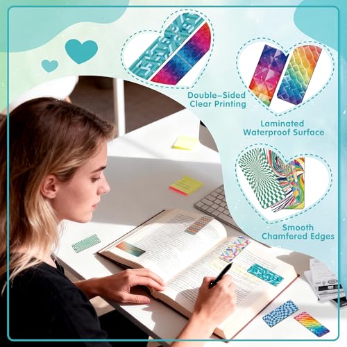 48PCS Magnetic Bookmarks Bulk Magnet Bookmarks Book Lovers Gifts - style: Geometric