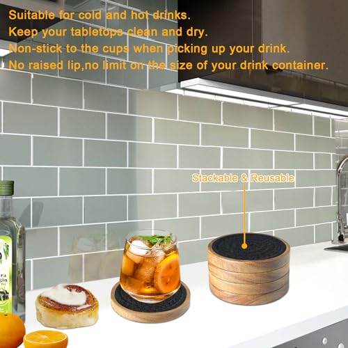 Wood Coasters for Drinks, Eykao Absorbent Coaster Sets of 5, Woven Drink Coasters for Coffee Table, Housewarming Gift for Farmhouse Home Decor,4 inches - color: Black