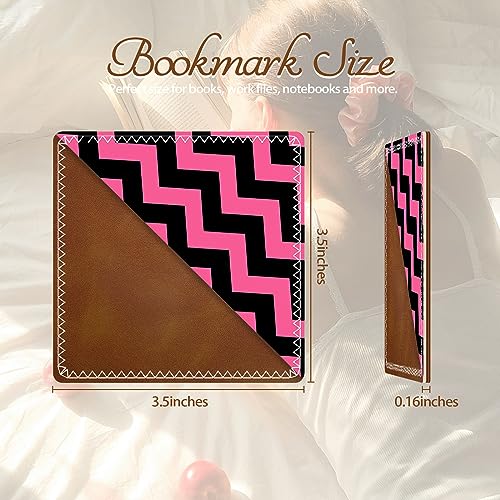 Personalized Leather Bookmarks, Fun & Cute Book Accessories for Reading Lovers, Unbreakable Page Markers for Women Men Girls Boys Student Teacher Kids Retirement Birthday Gifts (Black&Pink Stripes) - color: Black&pink Stripes