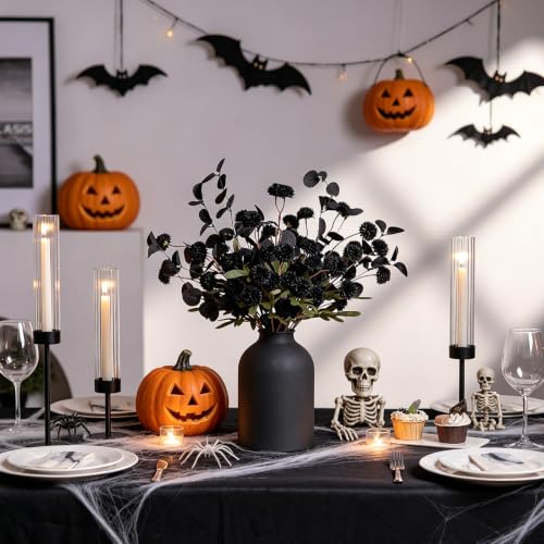 BLOSMON Black Flowers Artificial for Dining Table Centerpieces Decor - color: Black Kiku