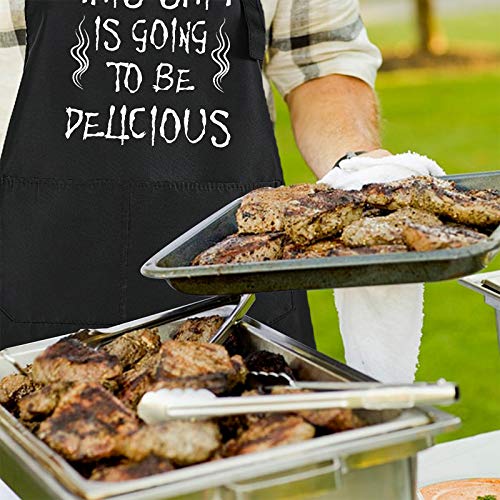 Rosoz Funny BBQ Black Chef Aprons for Men,Adjustable Kitchen Cooking Aprons - color: This is Going to Be Delicious