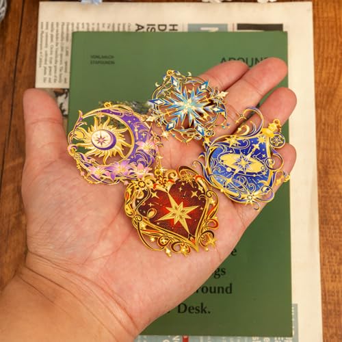 4 Pieces Metal Starry Sky Series Bookmark, Perfect for Women Readers (BKM-065-F4) - color: Starry Sky Series