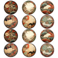Trillionn 12 Pack Felt Cup Coasters for Drink, Absorbent Coasters for Coffee, Japonisme Pattern Design - color: Japonisme