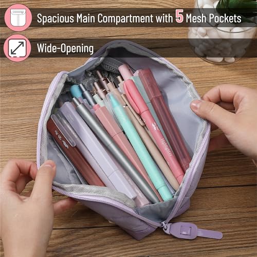 Mr. Pen- Wide-Opening Pencil Case, Triangle Design - color: Purple