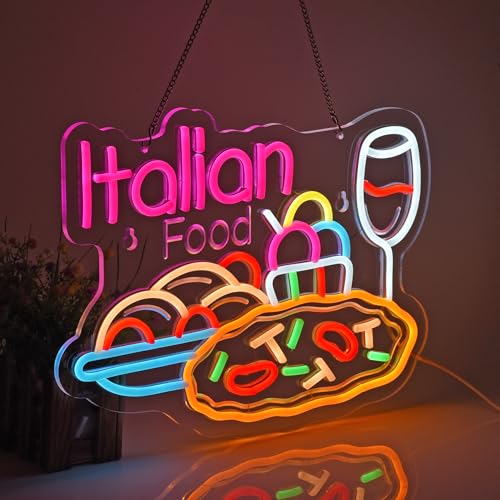 Italian Food Neon Sign,Italian Restaurant LED Light Wall Decor Sign - color: Pink-ITALIAN FOOD