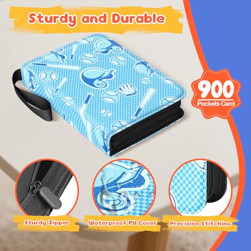 9-Pocket Trading Card Binder, 900-Card Capacity, 3-Ring, Light Blue - color: Light Blue, size: Large