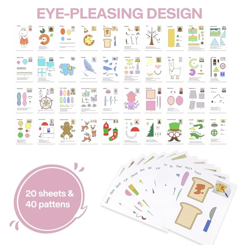 3D Pen Printing Templates, 20 Sheets Printer Drawing Graffiti - color: Pink