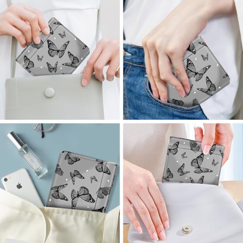 Black Butterflies Squeeze Coin Purse Pouch Small Change Holder - color: Black Butterflies, size: Small (4.4"x3.85")