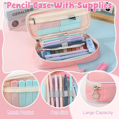 55Pcs Aesthetic School Supplies with Pen Case Preppy Stationery Set