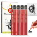 Heshengping Professional Charcoal Pencils Drawing Set -12 Pieces Soft, Medium Hard Charcoal Pencils for Drawing Sketching Shading Artist Pencils for Beginners Artists - style: 12 Pack Sketching Charcoal Pencils