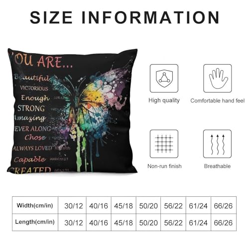 Colorful Butterfly Pillow Covers Quotes Inspirational Motivational Positive Art Home Decor Sofa Bedroom Cushion Outdoor Indoor Decorations 16 "x16 - color: Butterfly-3, size: 16" x 16" (Pack of 2)