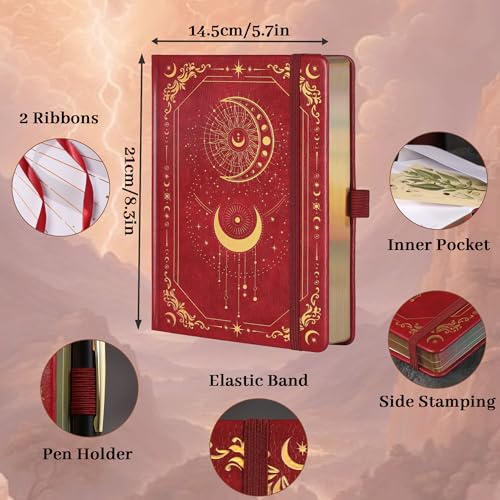TIEFOSSI Dot Journal Notebook for Women Men, 160GSM Notebook - color: Red, size: Dot
