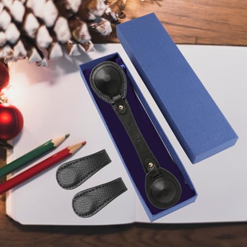 Leather Weighted Bookmarks Page Holder for Women Men, Magnetic Bookmarks for Reading, Book Accessories Gift for Book Lovers Teachers Writers Authors Poets (Black) - color: Bm11+bph03-black