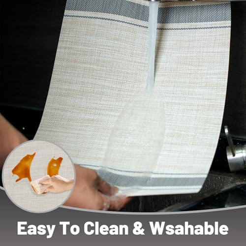 Placemats Set of 6，Non-Slip PVC Weave Table Mats Easy to Clean，Heat Resistant Place Mats for Kitchen Dining Table Decoration Indoor Outdoor，Khaki Gray - color: Khaki Gray