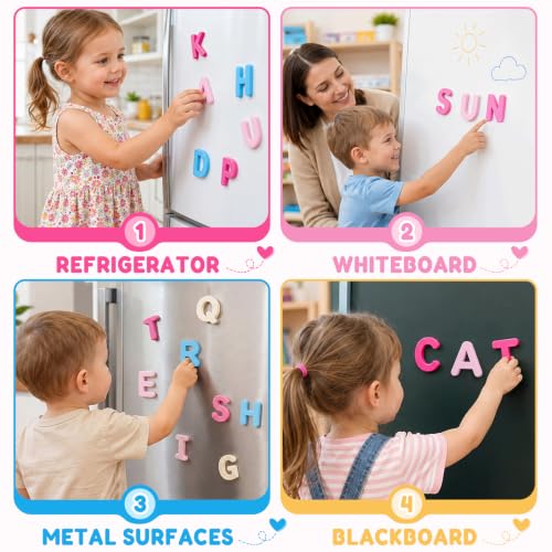JoyCat Silicone Magnetic Alphabet Letters Fridge Magnets, Whimsical Color
