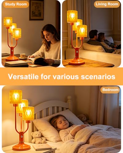 Lightdot Mid Century Modern Orange Glass Table Lamp for Bedroom Dimmable - color: 08-Orange-Cylinder
