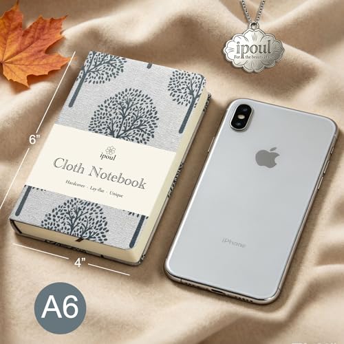 A6 Notebook, Linen Journal, Pocket Notebook, 4x6, Hardcover, Lay Flat, Thick, Small, Lined Notebook & Unlined Sketchbook, The Tree of Life, Beige - color: A6-Tree Beige