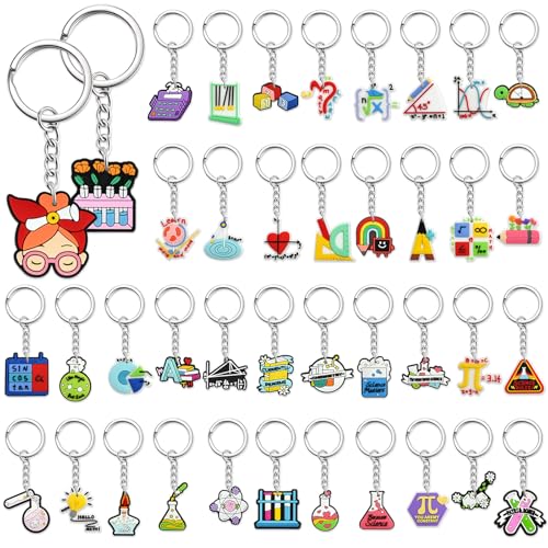 Cute Keychains Bulk, Keychain Charms Key Chain Trinkets Backpack Charms Accessories Keyring for Classroom Prizes - color: Science