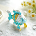 YU FENG 3.1 Inch Tropical Fish Trinket Box, Hinged Enamel Jewelry Box - color: Goldfish