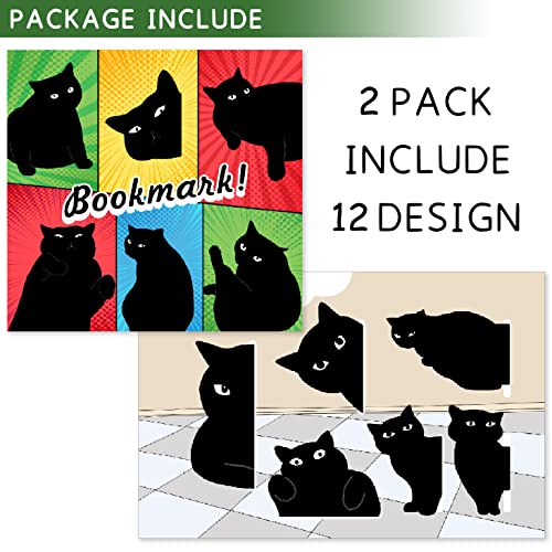 Yasest Magnetic Bookmarks-12 Pcs Bookmarks Black Cat Gifts for Book Lovers - style: AB