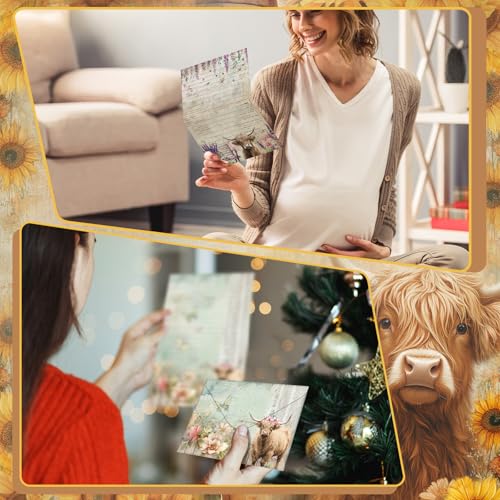 TaoBary 160 Pcs Floral Highland Cow Stationery Paper and Envelopes Set - size: 5.5 x 8.25 Inch, style: Floral Highland Cow